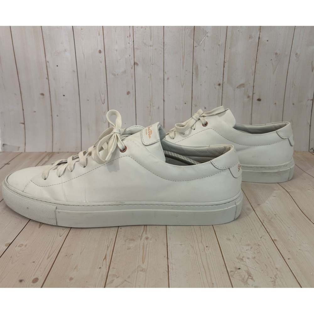 Good‎ Man Brand White Low All Leather Sneakers Men Sz 16 Made In Italy
